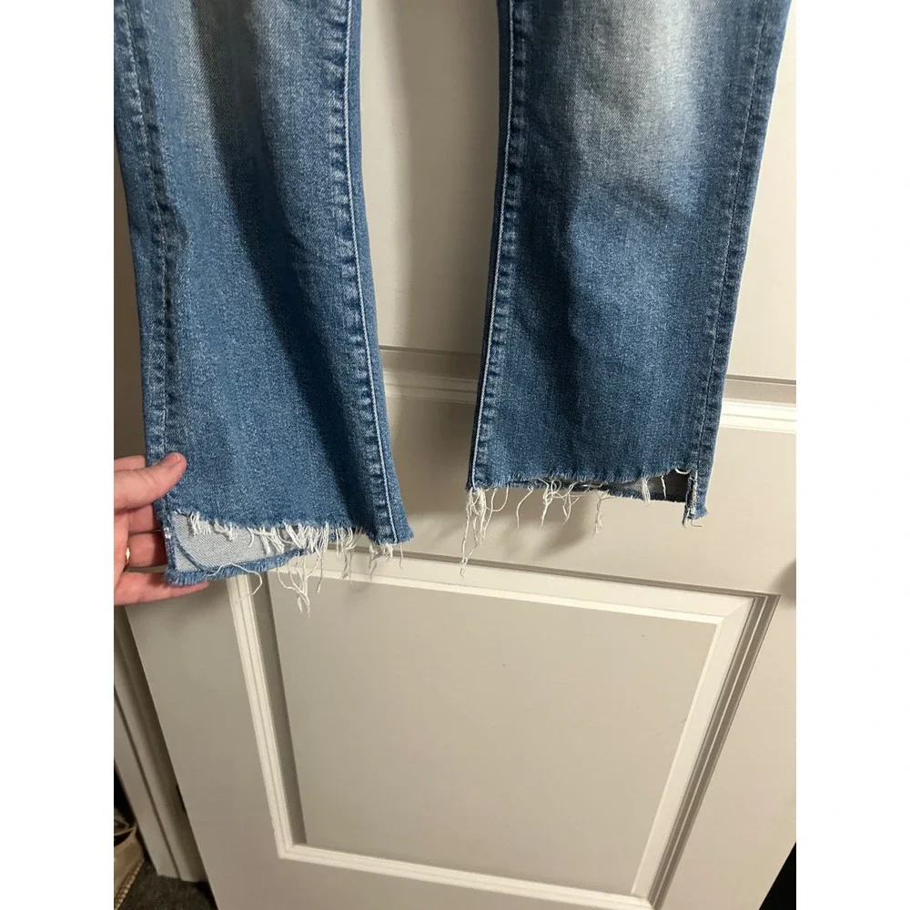 MOTHER Insider Crop Step‎ Fray Jeans Women Size 25 Light Distressed Cropped